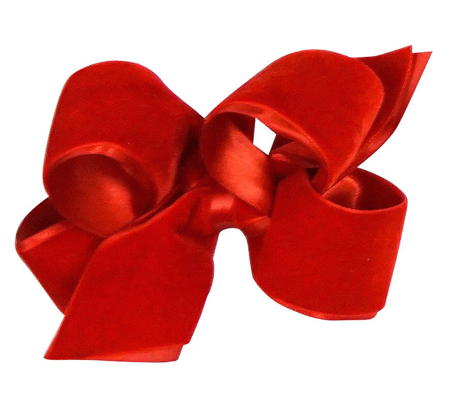 Wee Ones Girls Satin / Velvet Overlay Bow - Red