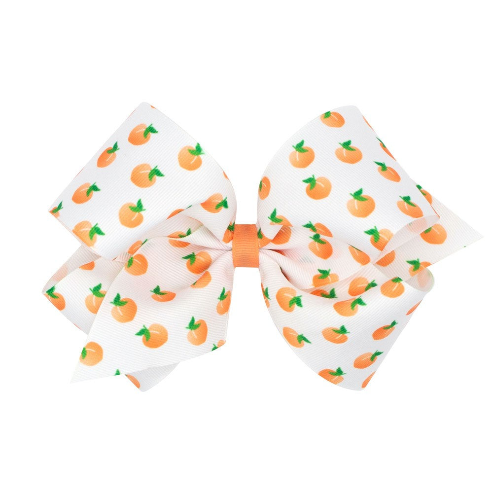 Wee Ones Girls Fruit Print Bow - Coral Peaches