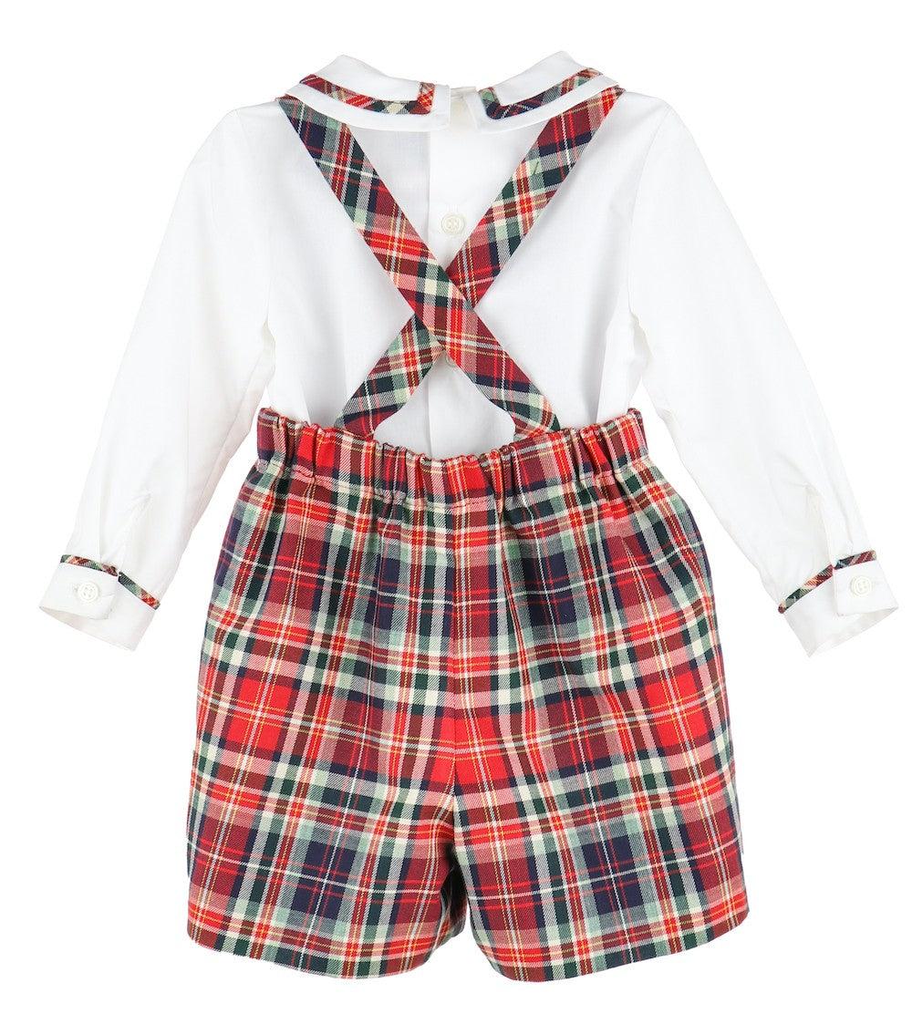 Sophie & Lucas Baby / Toddler Boys Red Holiday Plaid Suspender Shorts with Shirt by Sophie & Lucas