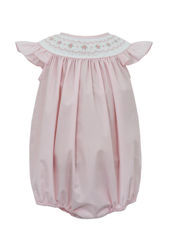 Petit Bebe Baby Girls Pink Poplin Smocked Bubble