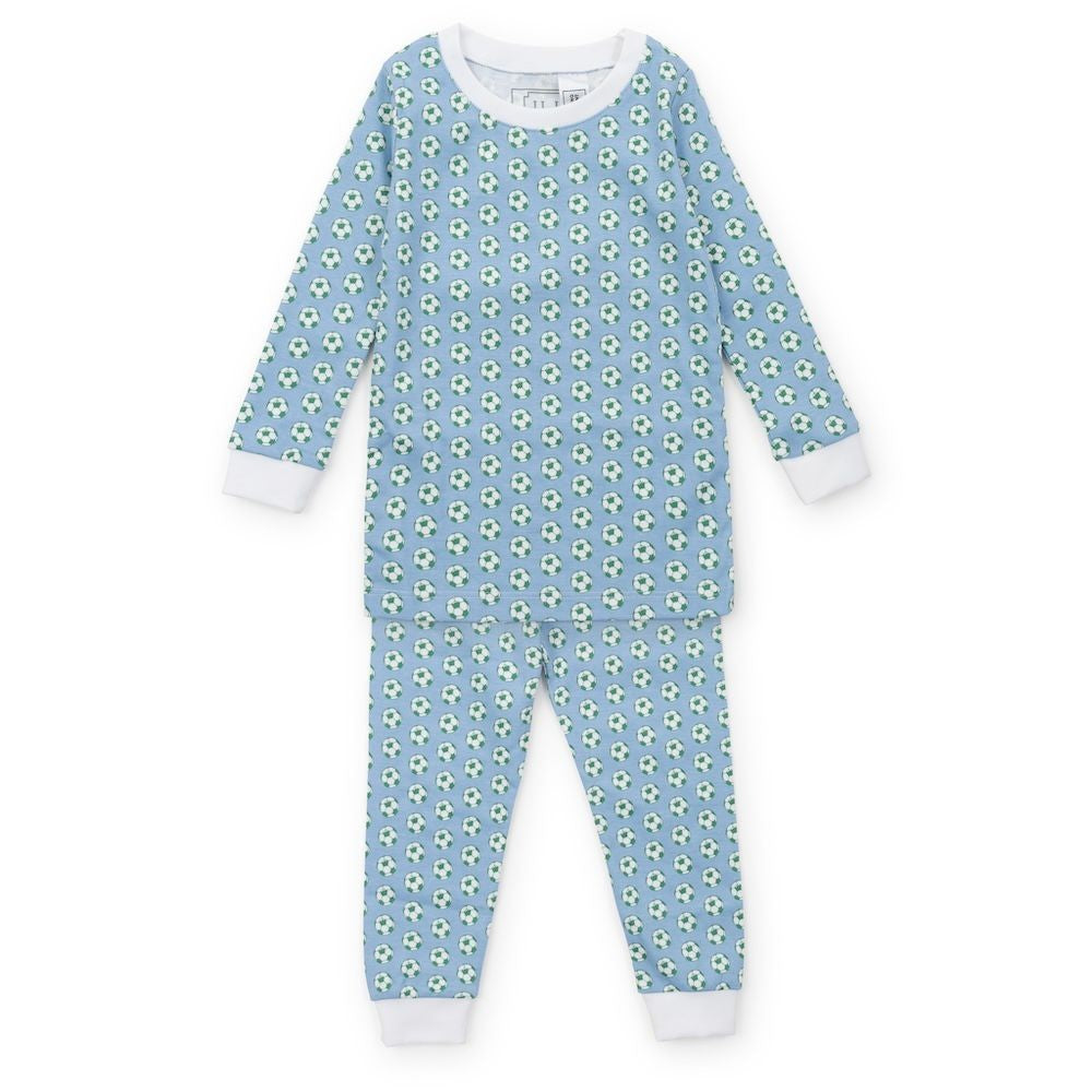 Lila & Hayes Boys Grayson Pajamas Set - Blue Soccer Balls