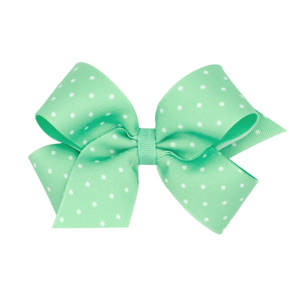 Wee Ones Girls Grosgrain Hair Bow - Tiny Dots - Mint Green