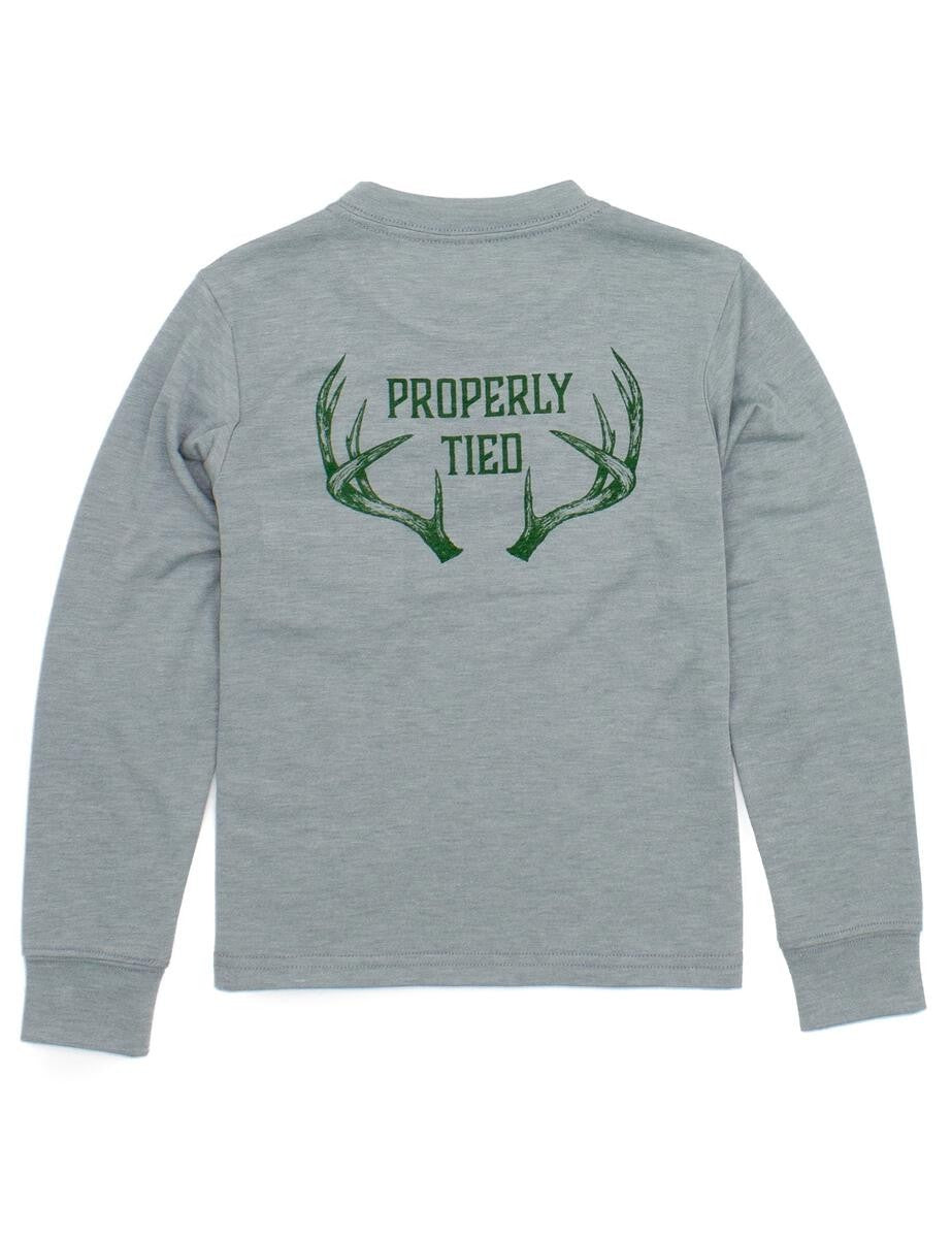 Properly Tied Portland Pocket Tee Shirt - Moss Grey Antlers