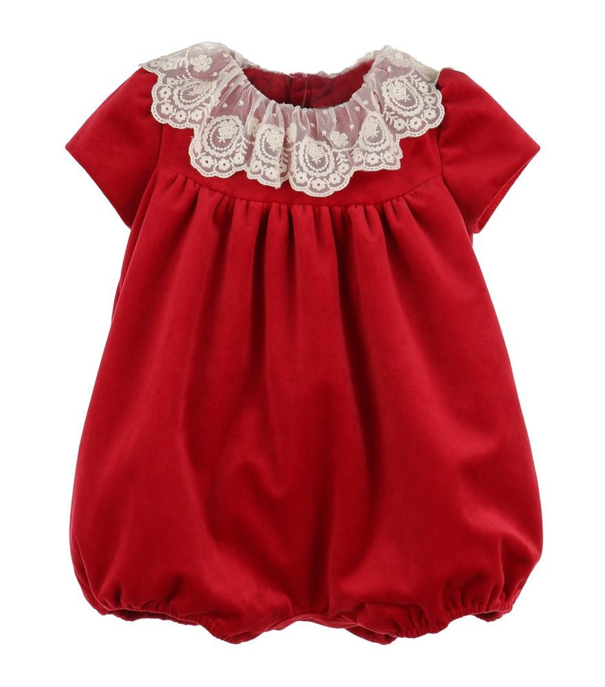 red velvet infant dress Luli & Me Girls Dressy Velvet Bubble with Lace Collar