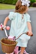 Proper Peony Baby / Toddler Girls Antoinette Dress - Aqua Swiss Dot Smocked Raglan Sleeve Bishop