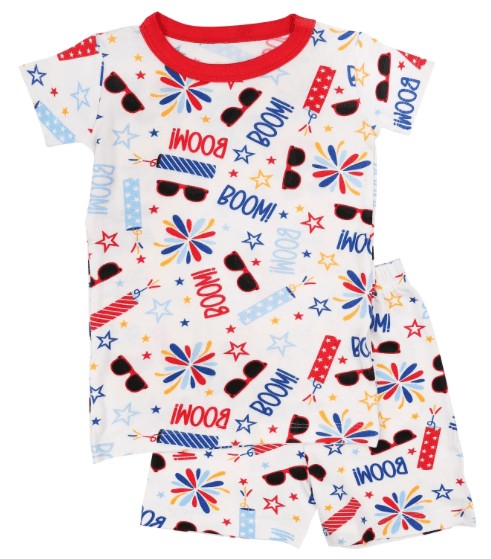Magnolia Baby Fun Filled July 4th Patriotic Print Bamboo Short Pajamas