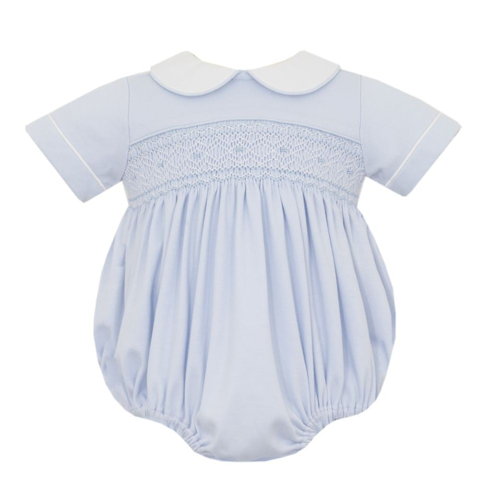 Petit Bebe Knits Baby Boys Light Blue Smocked Bubble