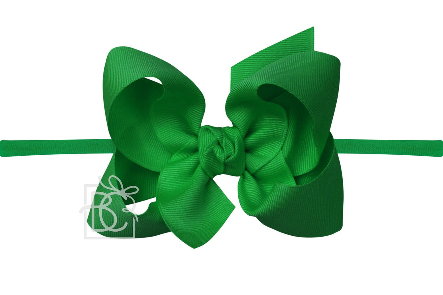 Beyond Creations Girls 1/4" Pantyhose Headband with Attached Bow - Grosgrain - Emerald Green