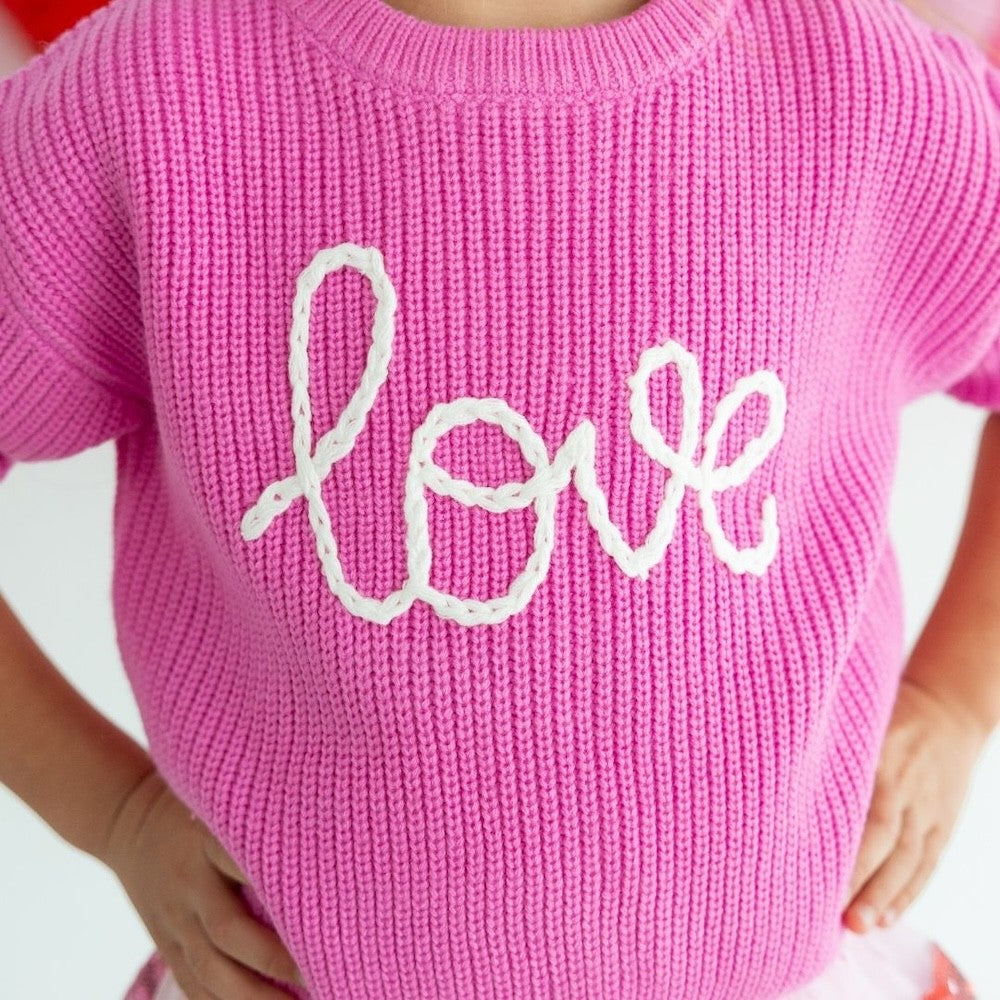 Sweet Wink Girls Pink Love Valentine's Day Knit Sweater