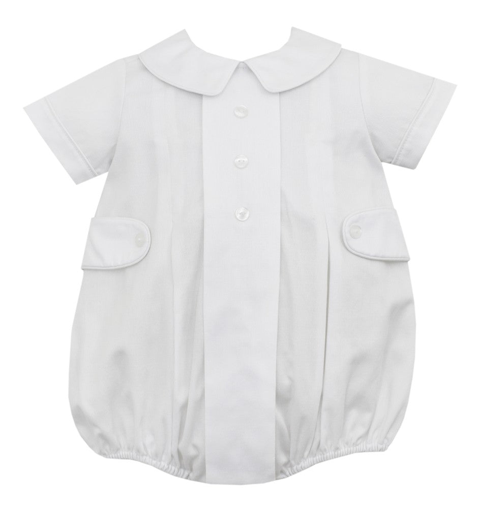 Claire & Charlie Baby Boys Bubble - Dressy White Pique with Tabs