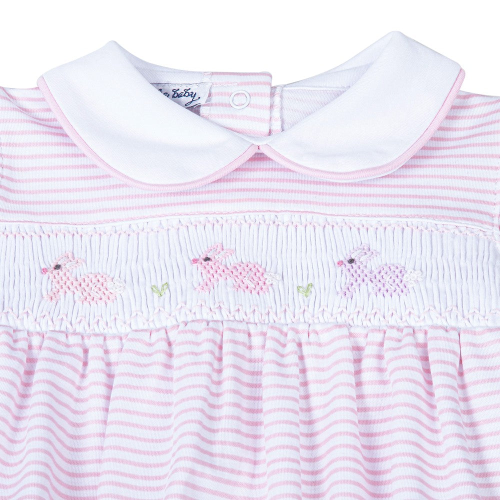 Magnolia Baby Girls Pink Hoppity Hop Bunny Classics Smocked Flutters Bubble