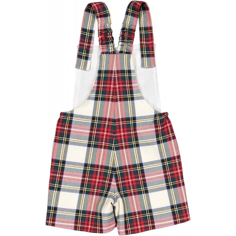 Sal & Pimenta Baby / Toddler Boys Shortall - Holiday Plaid - Red & White