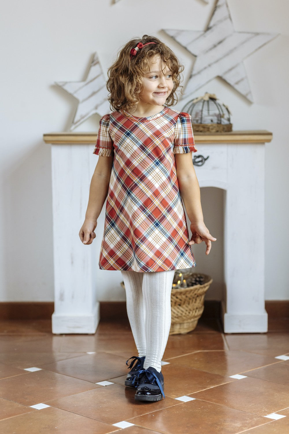 Luli & Me Girls Red Holiday Plaid A-Line Dress