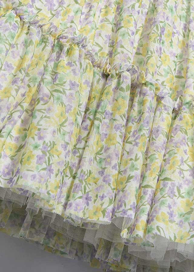 Abel & Lula Girls Lavender & Yellow Tulle Floral Dress