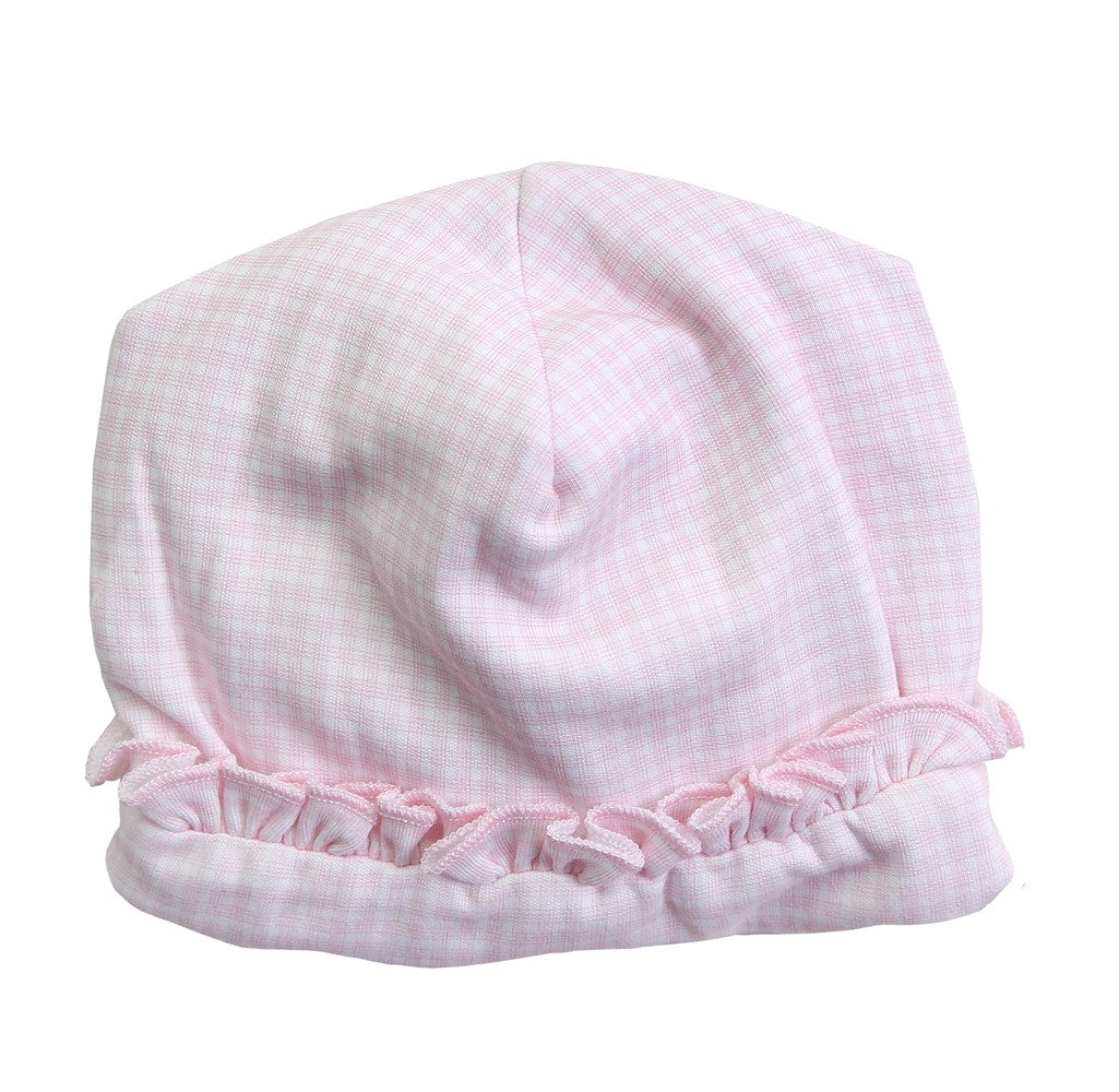 Magnolia Baby Girls Paige and Porter's Muffin Ruffle Hat - Pink Check