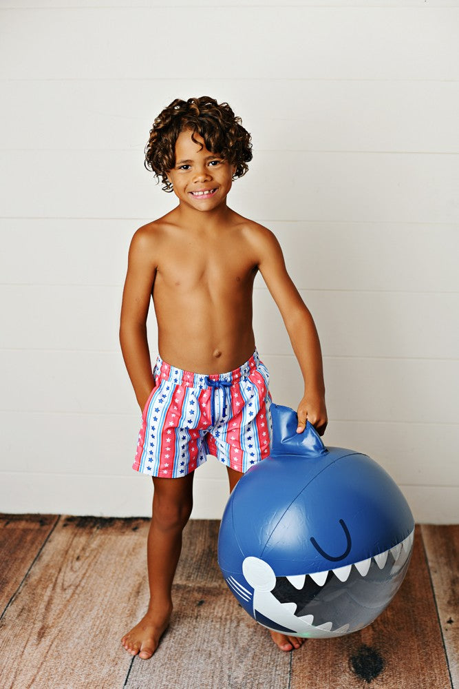 Swoon Baby Boys Swim Trunks - Patriotic Stars & Stripes