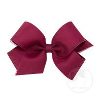 Wee Ones Girls Organza Overlay Grosgrain Bow - Burgundy Wine