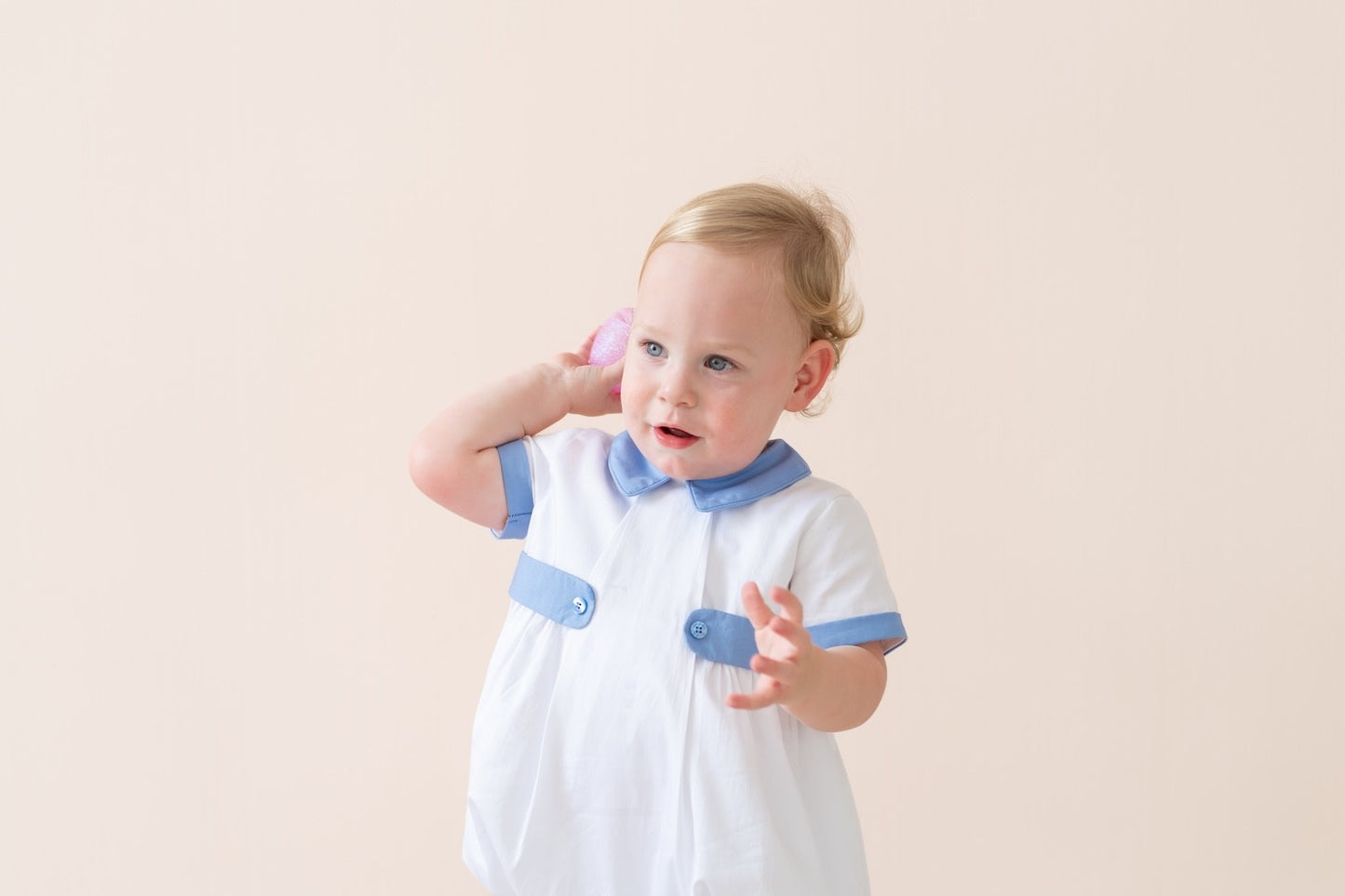La Boutique by Dondolo Baby Boys White Bubble - Simon - Blue Tabs
