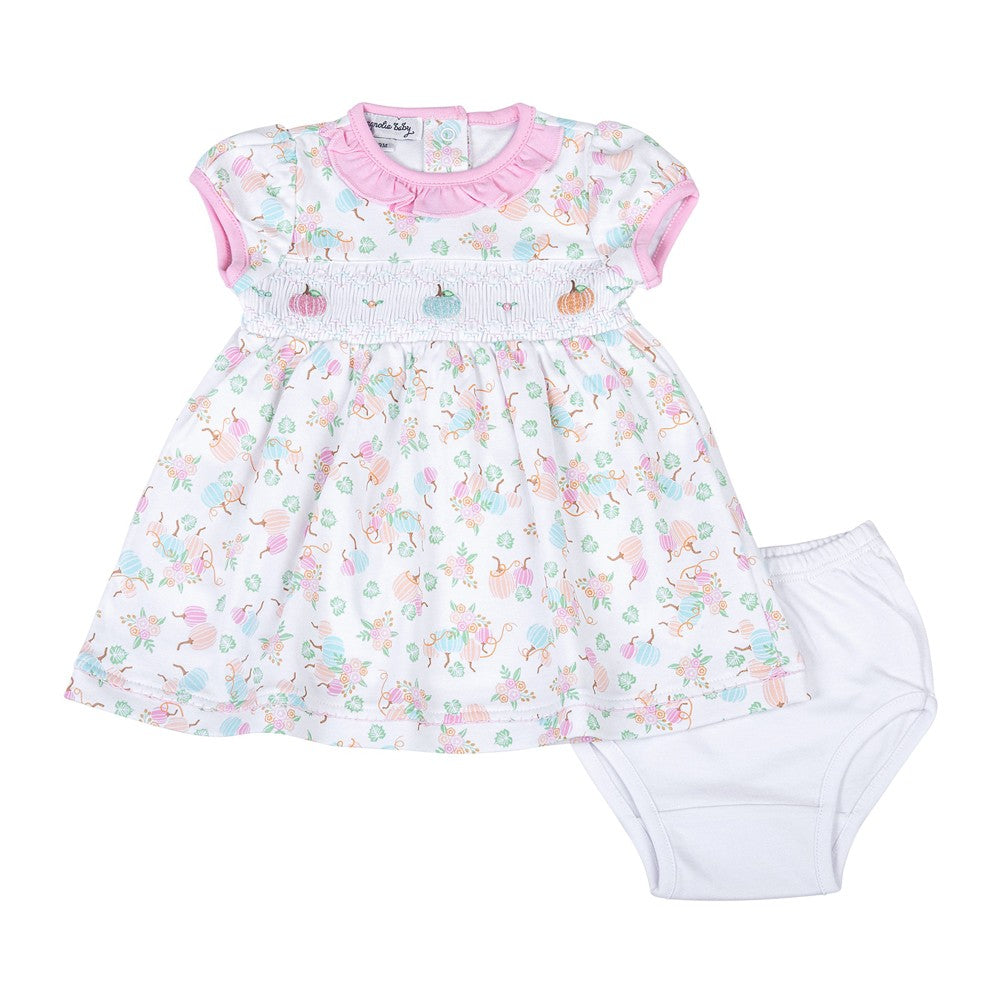 Magnolia Baby Girls Pumpkin Blush Melon Pastels Smocked Dress