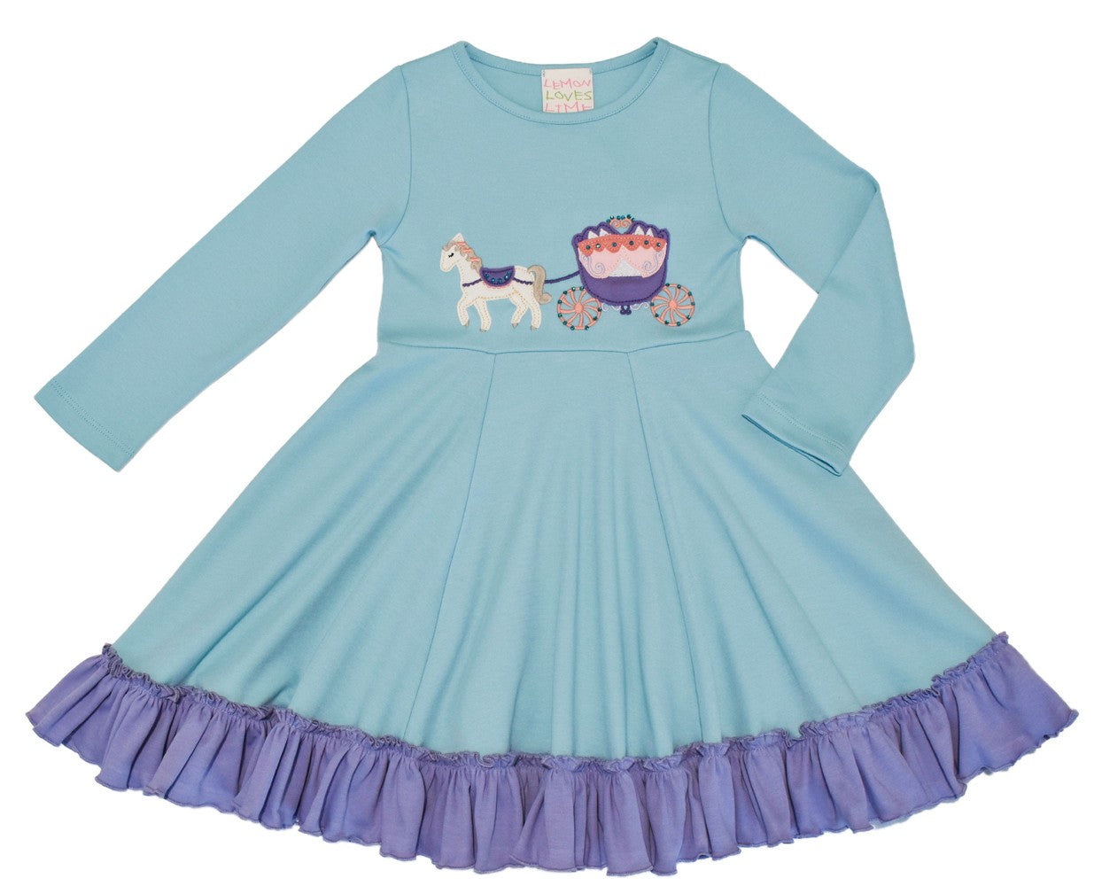Lemon Loves Lime Girls Pastel Turquoise Dress - Princess Carriage