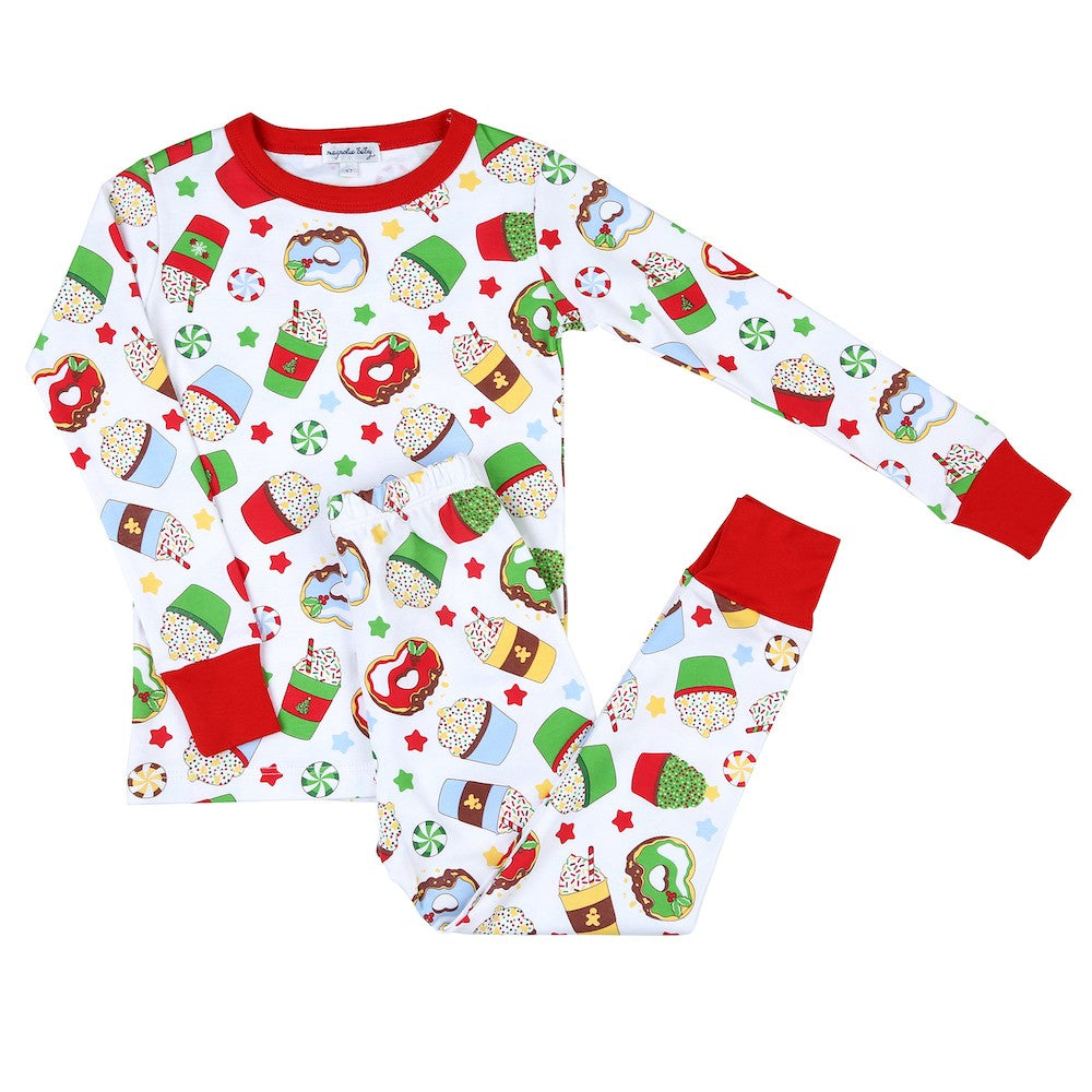 Magnolia Baby Little Girls Red Peppermint Frappuccino Christmas Pajamas