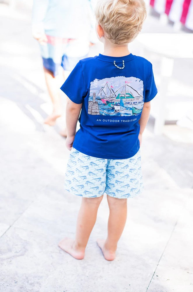 Prodoh Boys Set Sail Blue Shirt - Sailboats Harbor Art