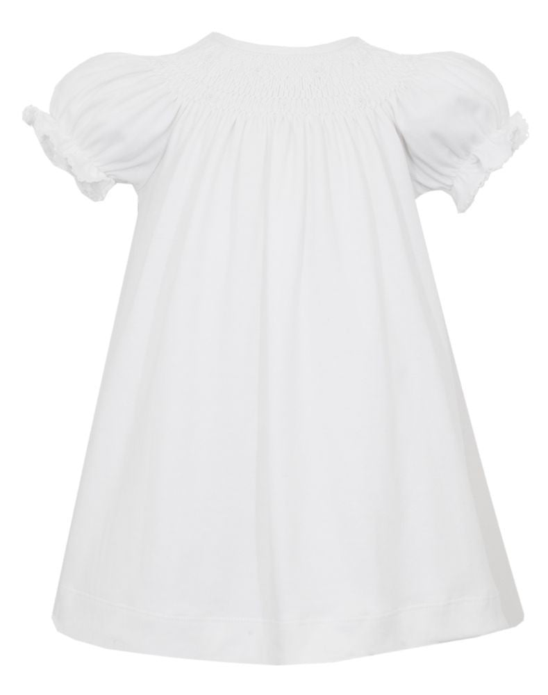 Petit Bebe Knits Toddler Girls White Smocked Bishop Dress by Petit Bebe