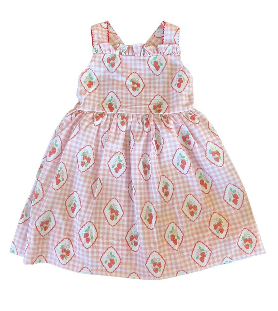 Shop Teeta Girls Pink Gingham Very Berry Picnic Dress by Shop Teeta