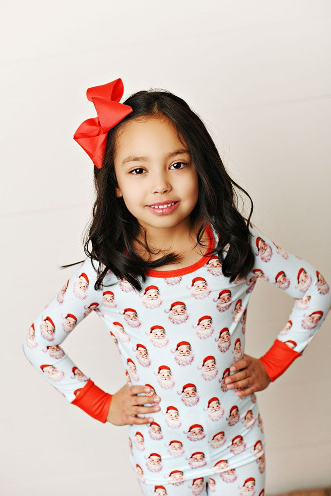Swoon Baby Butterknit Pajamas PJ Set - Santa Claus Print - Blue