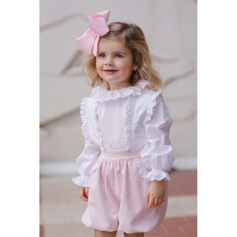 Sal & Pimenta Toddler Girls Pink Corduroy Bubbly Shortall