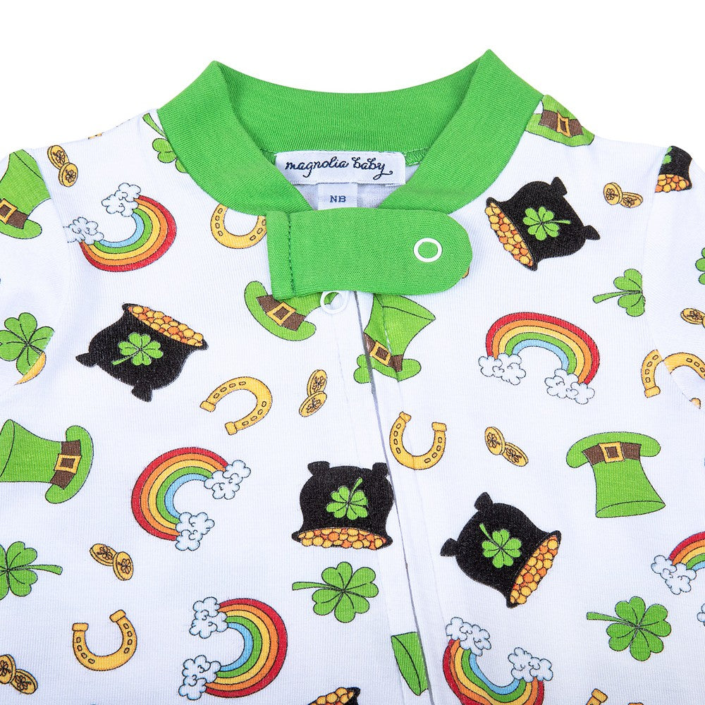 Magnolia Baby Green Pots of Gold St. Patrick's Day Zipper Footie