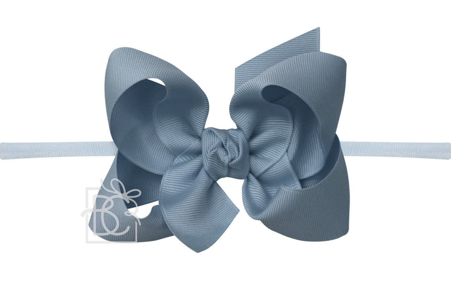 Beyond Creations Girls 1/4" Pantyhose Headband with Attached Bow - Grosgrain - Williamsburg Blue