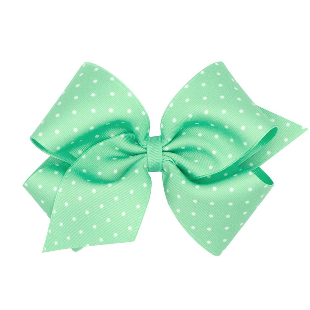 Wee Ones Girls Grosgrain Hair Bow - Tiny Dots - Mint Green