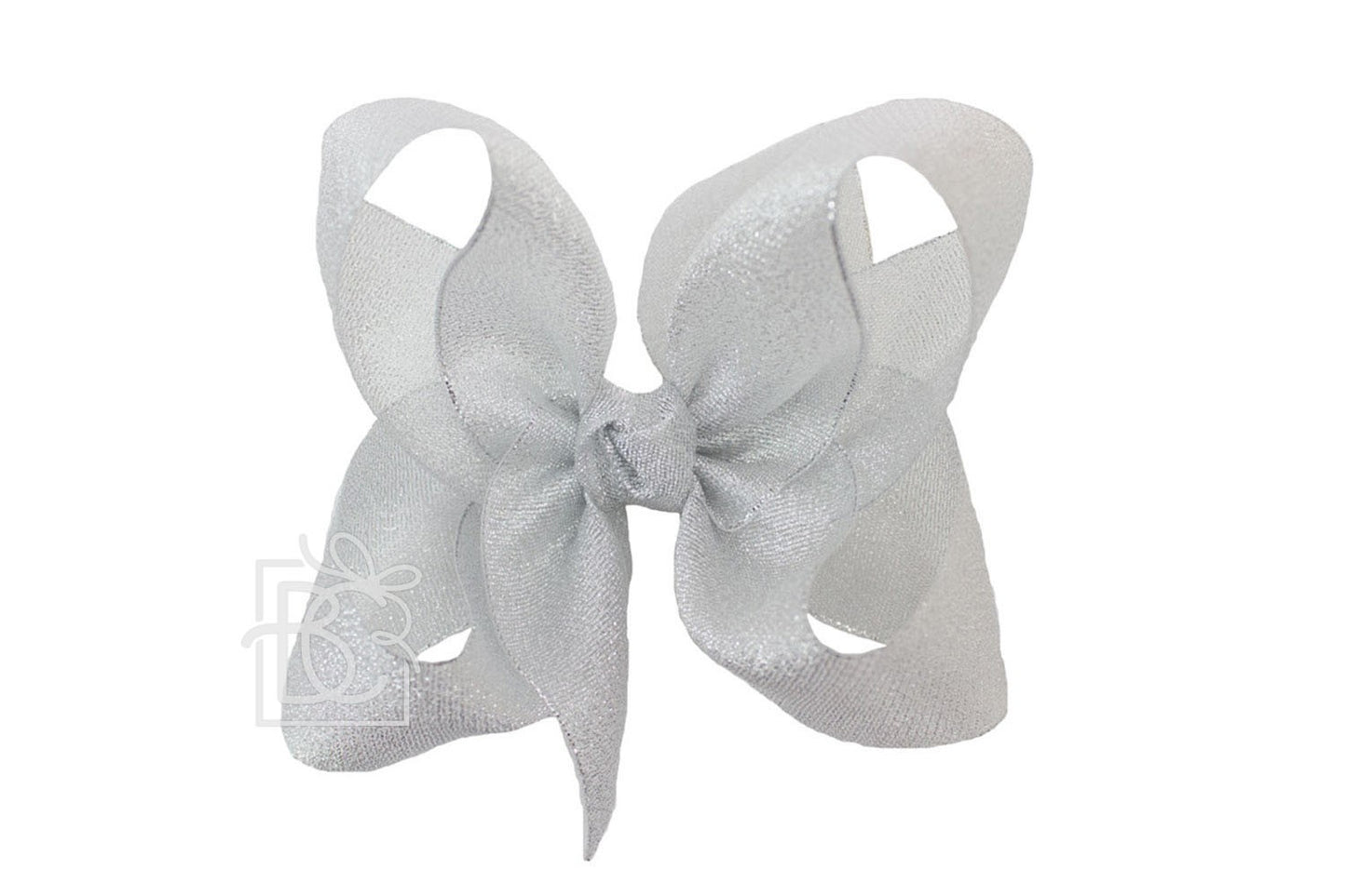 Beyond Creations Girls Metallic Ribbon Double Knot Bow on Clip - Silver by Beyond Creations