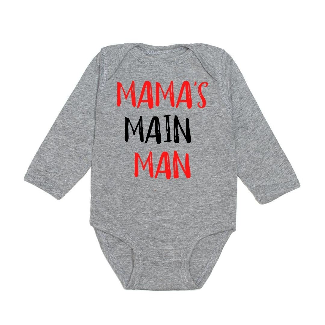 Sweet Wink Baby Boys Heather Grey Valentine Onesie - Mama's Main Man