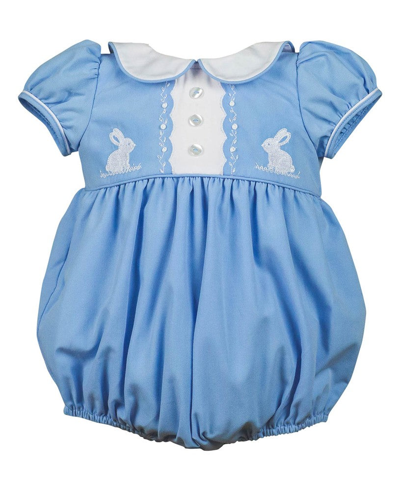 Proper Peony Baby Girls Easter Bubble - Blue Blanche Bunny by Proper Peony