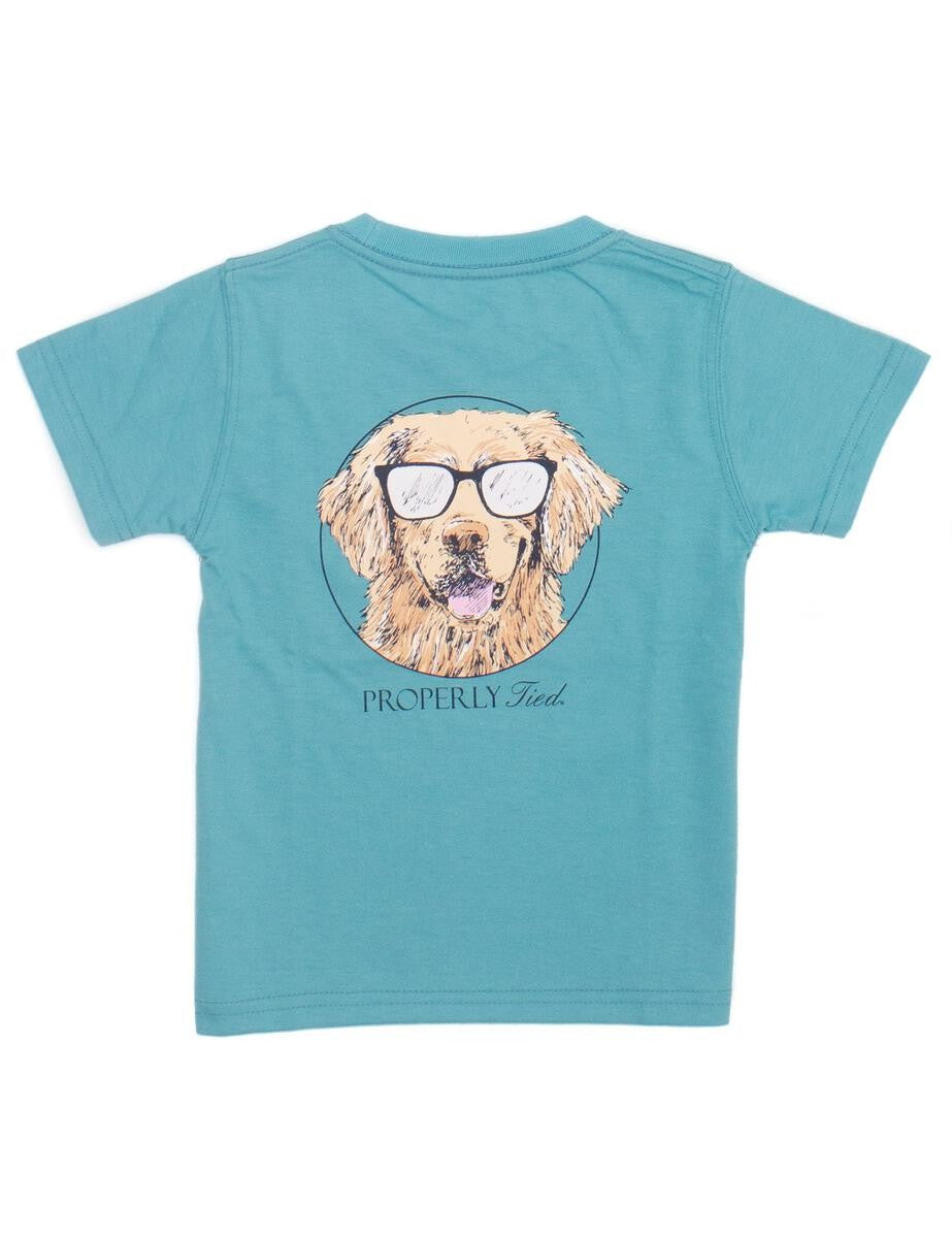 Properly Tied T-Shirt - Logo Pocket on Front - Back Graphic - Cool Dog - Emerald - Short Sleeves by Properly Tied