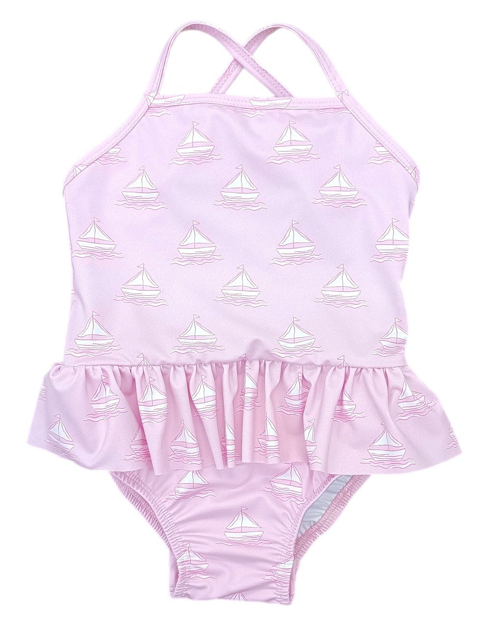 James & Lottie Girls Lainey Skirted Swimsuit - Pink Set Sail