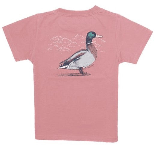Properly Tied T-Shirt - Logo Pocket on Front - Back Graphic - Duck on Salmon