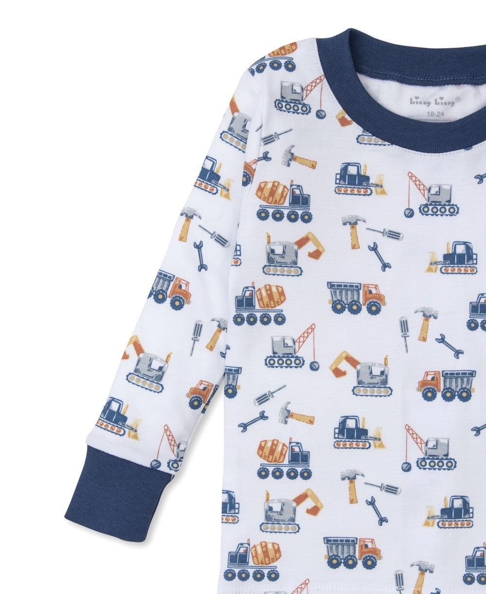 Kissy Kissy Boys Snug Fit Long Pajamas - Blue Construction Crew