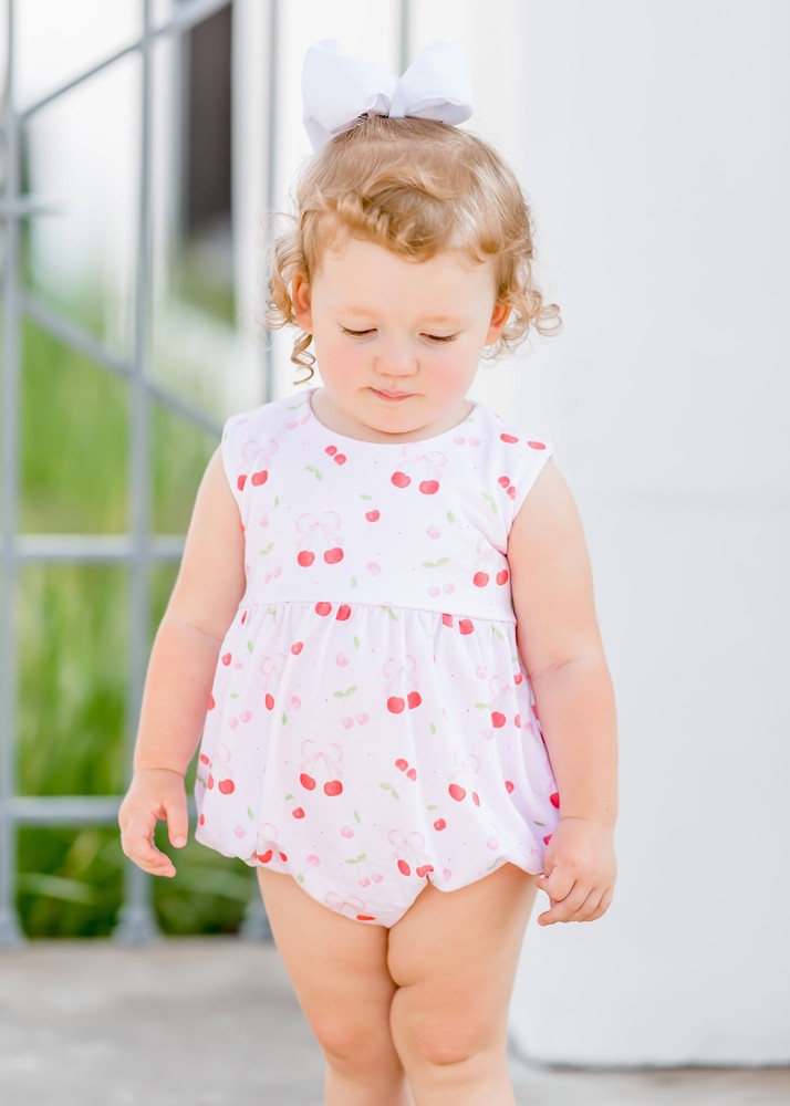 James & Lottie Girls Mary Tyler Knit Bubble - Cherry on Top