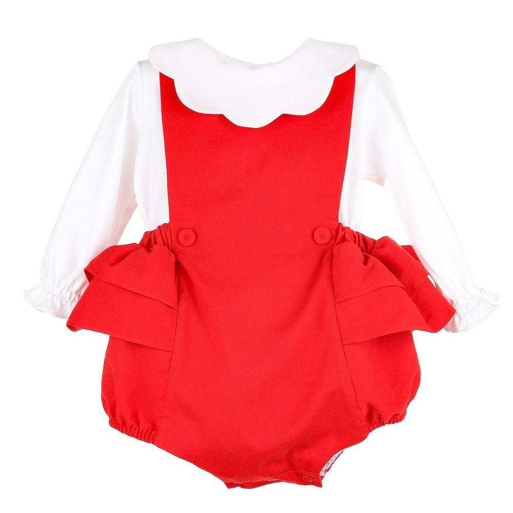 Sophie & Lucas Girls Timeless Tots Scallop Ruffle Bubble Set - Red