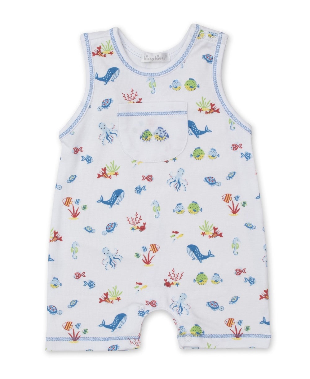 Kissy Kissy Baby Boys Blue Deep Sea Divers Sleeveless Playsuit
