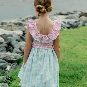 The Bailey Boys Girls Preppy Plaid Seersucker Dress - Sash