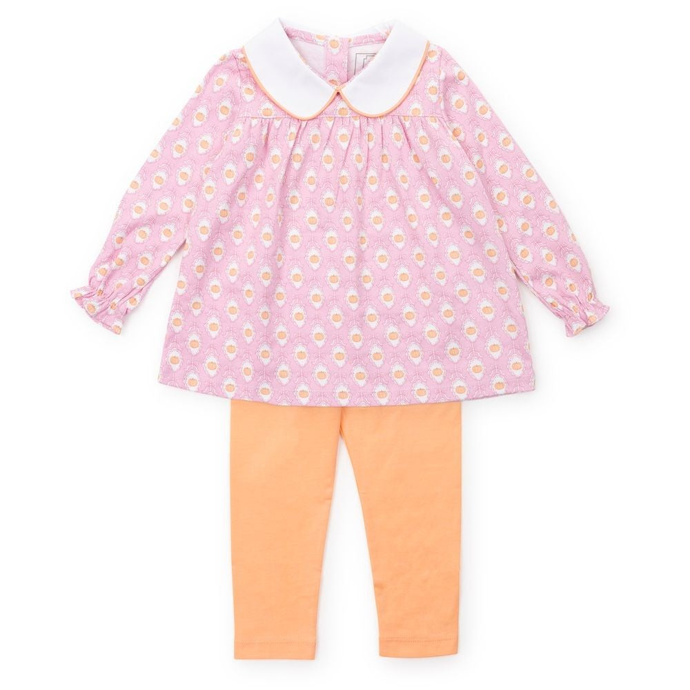 Lila & Hayes Girls Morgan Leggings Set - Orange & Pink Pretty Pumpkins
