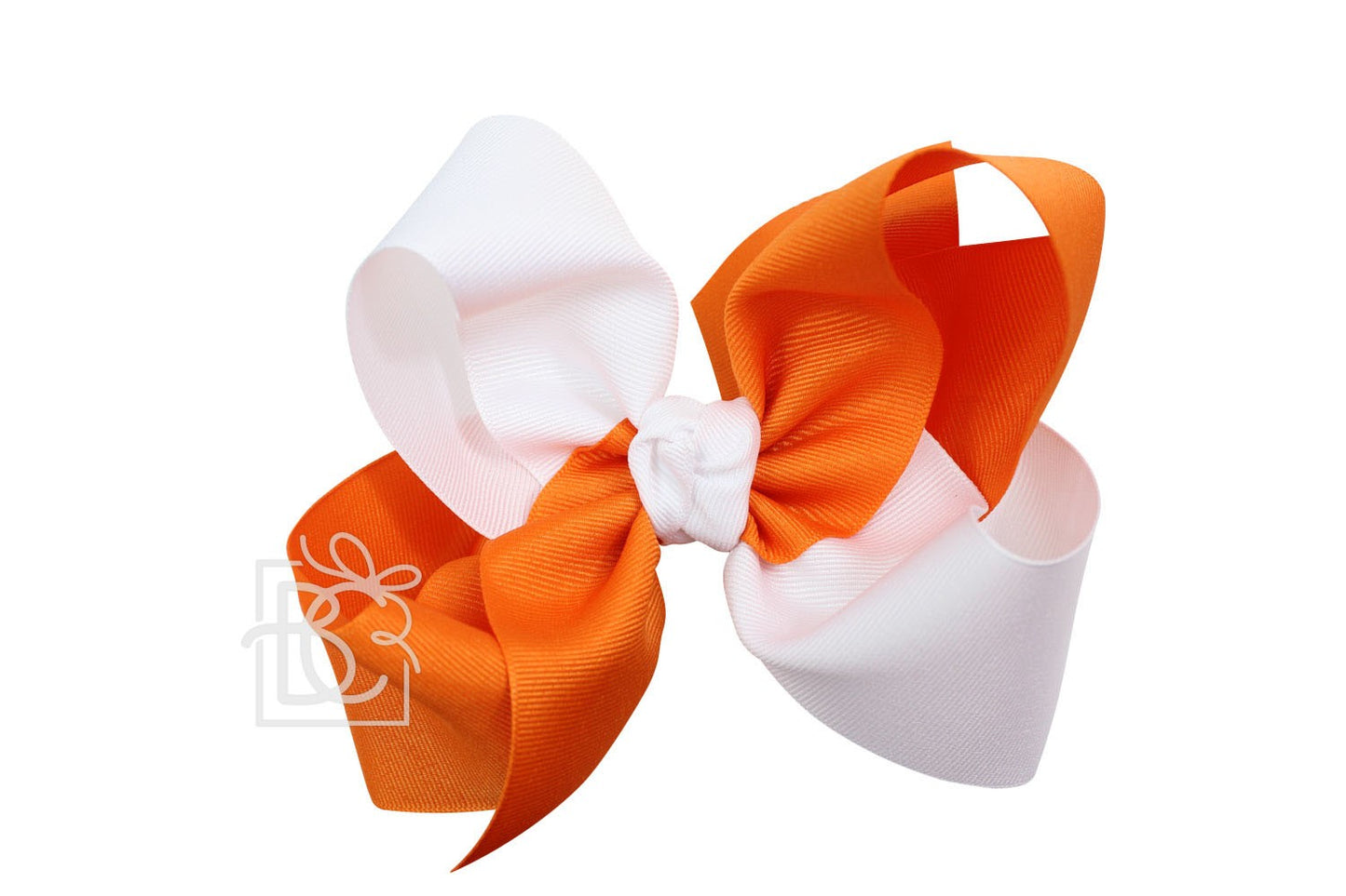 Beyond Creations Girls Grosgrain Double Knot Bow on Clip - Criss-Cross - Orange & White