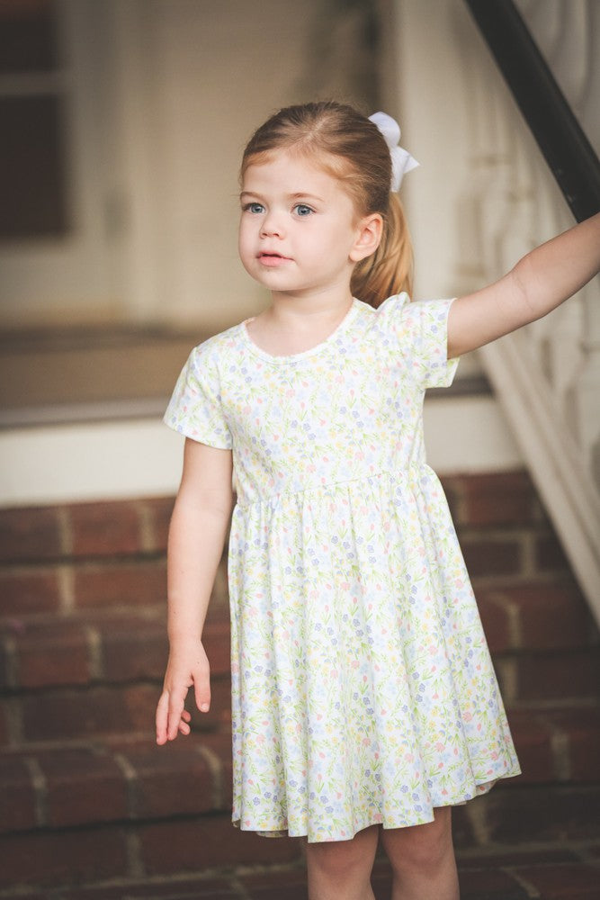 The Proper Peony Parkside Pima Girls Garden Floral Twirl Dress