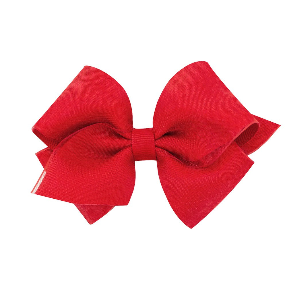 Wee Ones Girls Organza Overlay Grosgrain Bow - Red
