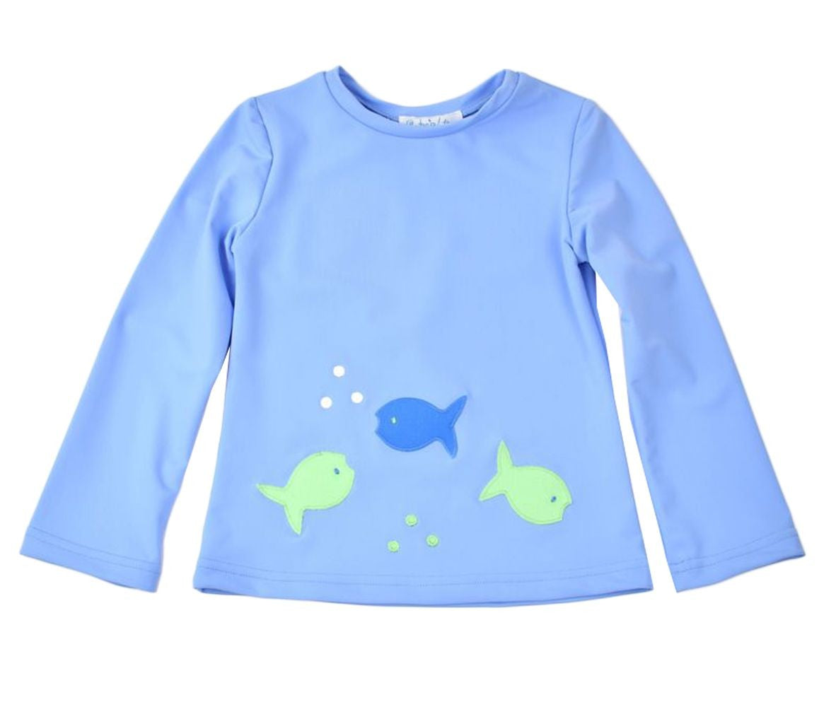 Funtasia Too Boys Blue Rash Guard Shirt - Trio of Fish by Funtasia