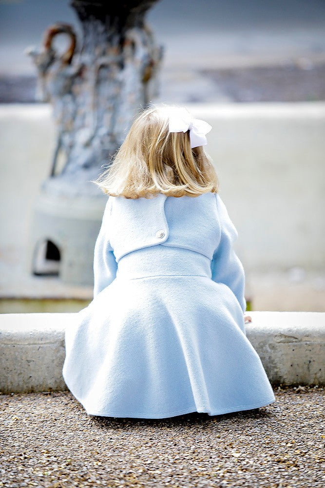 Marae Girls Dress Coat - Double Breasted Twirl Coat - Light Blue